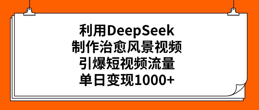 利用DeepSeek制作治愈风景视频，引爆短视频流量，单日变现1000+-六道网创