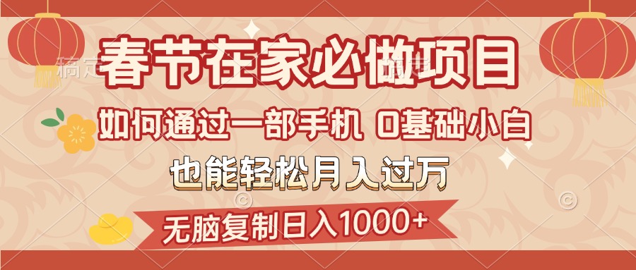 春节在家如何通过一部手机，无脑复制日入1000+，0基础小白也能轻松月入过万-六道网创