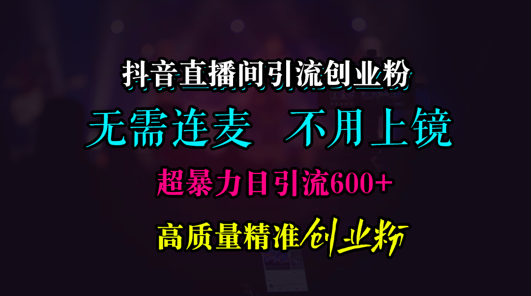 抖音直播间引流创业粉，无需连麦、无需上镜，超暴力日引流600+高质量精准创业粉-六道网创