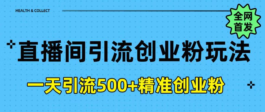 直播间引流创业粉玩法，一天轻松引流500+精准创业粉-六道网创