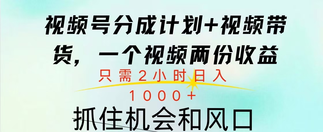 视频号橱窗带货， 10分钟一个视频， 2份收益，日入1000+-六道网创