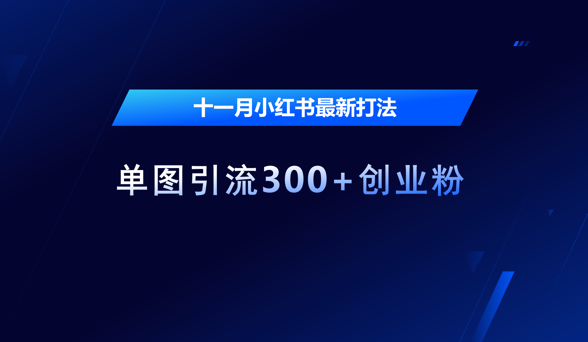 十一月，小红书最新打法，单图引流300+创业粉-六道网创