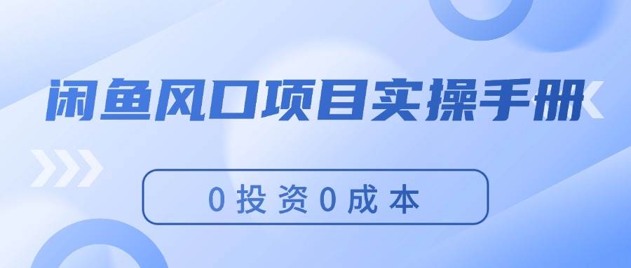 闲鱼风口项目实操手册，0投资0成本，让你做到，月入过万，新手可做-六道网创