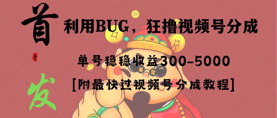 全网独家首发，视频号BUG，超短期项目，单号每日净收益300-5000！-六道网创