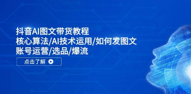 抖音AI图文带货教程：核心算法/AI技术运用/如何发图文/账号运营/选品/爆流-六道网创