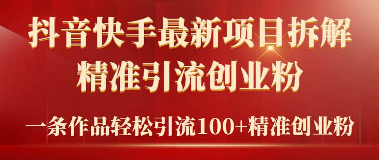 2024年抖音快手最新项目拆解视频引流创业粉，一天轻松引流精准创业粉100+-六道网创