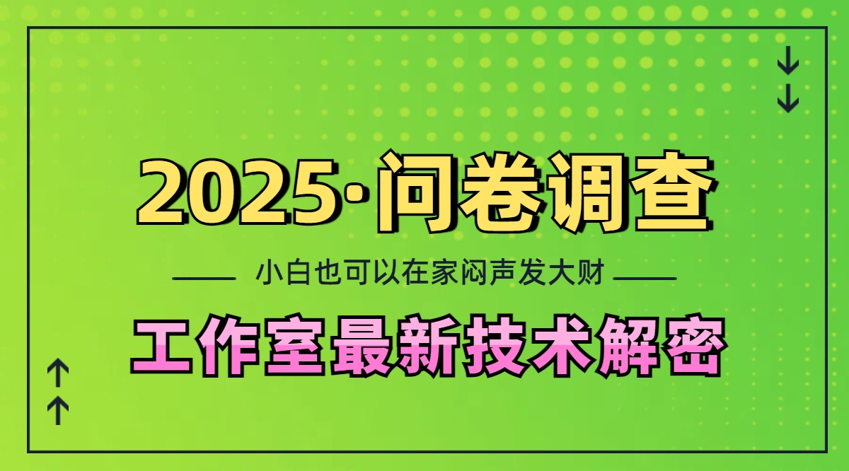 2025《问卷调查》最新工作室技术解密：一个人在家也可以闷声发大财，小白一天200+，可矩阵放大-六道网创