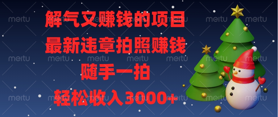 最新违章拍照赚钱，随手一拍，解气又赚钱的项目，轻松收入3000+-六道网创