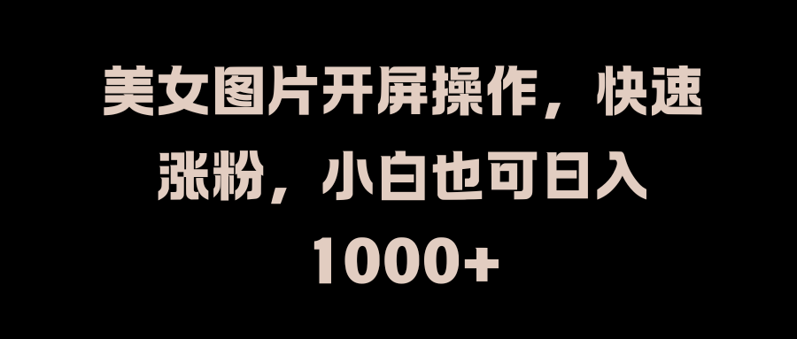 美女图片开屏操作，快速涨粉，小白也可日入1000+-六道网创