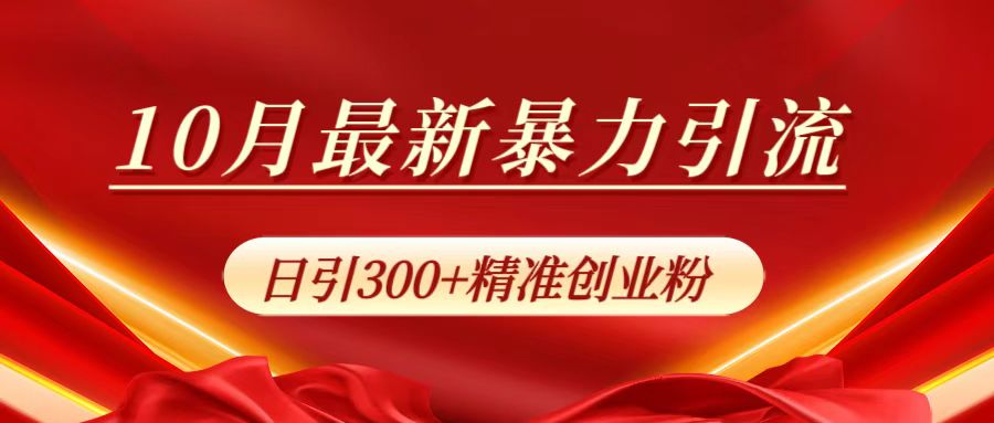 10月最新暴力引流，日引300+精准创业粉-六道网创