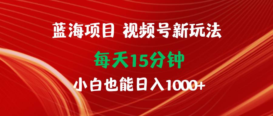 蓝海项目视频号新玩法 每天15分钟 小白也能日入1000+-六道网创