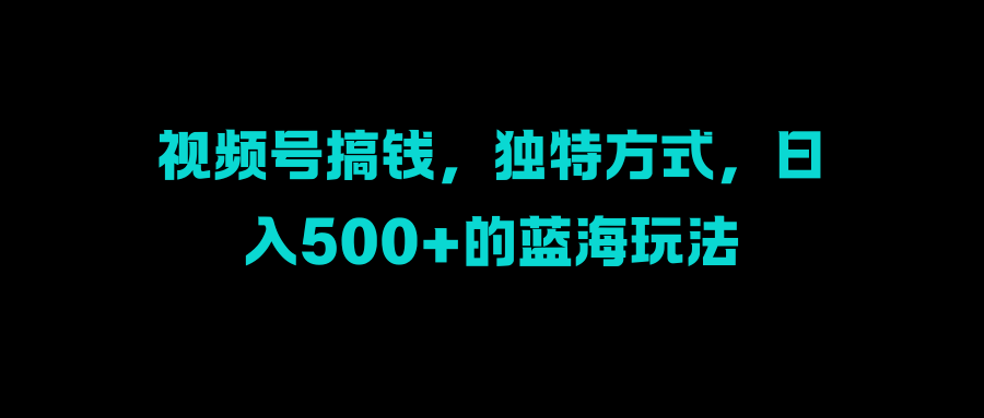 视频号搞钱，独特方式，日入500+的蓝海玩法-六道网创