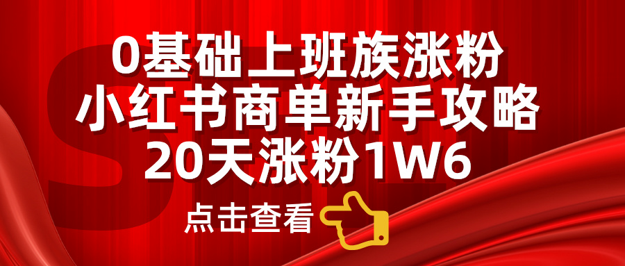 0基础上班族涨粉，小红书商单新手攻略，20天涨粉1.6w-六道网创