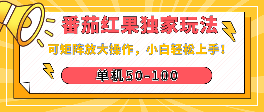 番茄红果独家玩法，单机50-100，可矩阵放大操作，小白轻松上手！-六道网创