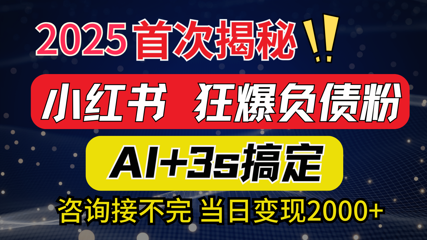 2025引流天花板：最新小红书狂暴负债粉思路，咨询接不断，当日入2000+-六道网创