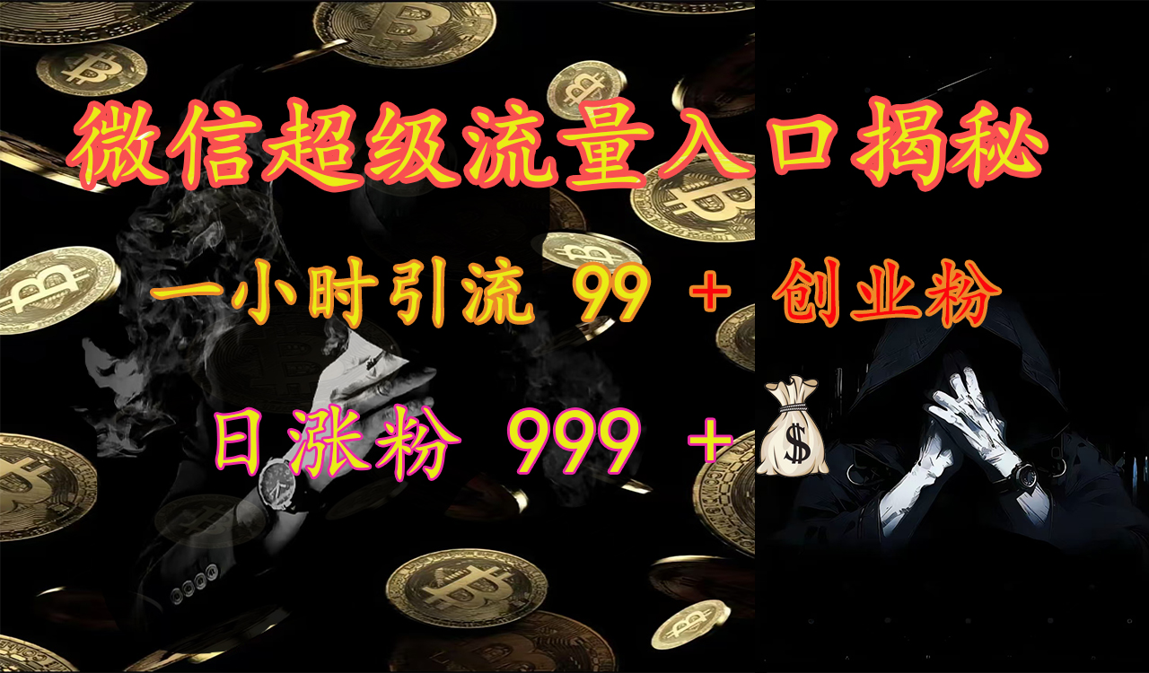 微信超级流量入口揭秘：一小时引流 99 + 创业粉，日涨粉 999 +【揭秘】-六道网创