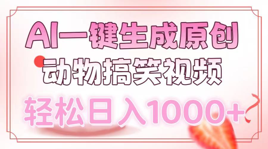 AI一键生成原创动物搞笑视频，轻松日入1000+-六道网创