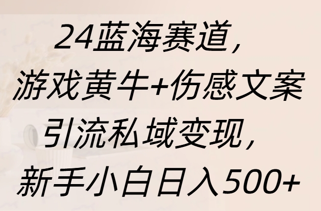 24蓝海赛道，游戏黄牛+伤感文案引流私域变现，新手日入500+-六道网创