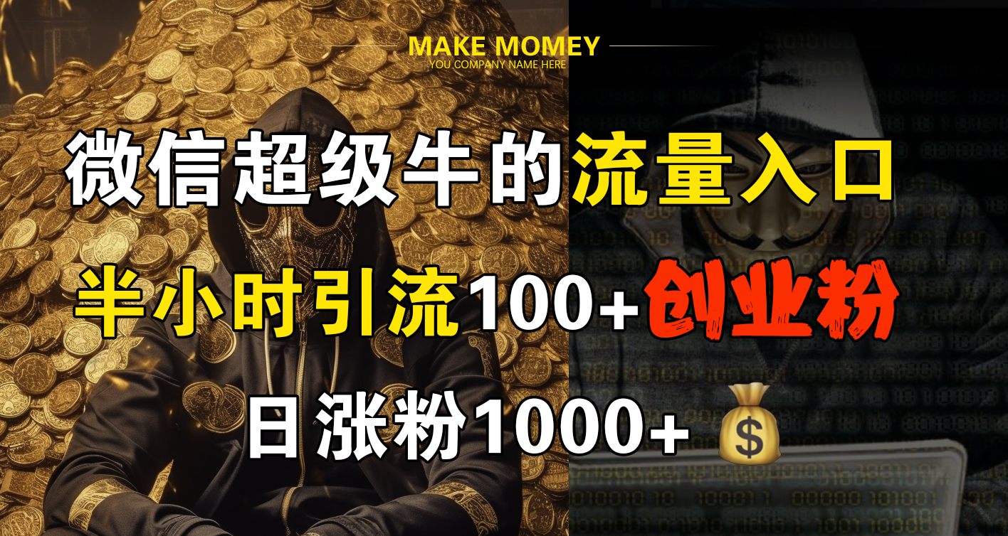 微信超级牛的流量入口，半小时引流100+创业粉，日涨粉1000+-六道网创