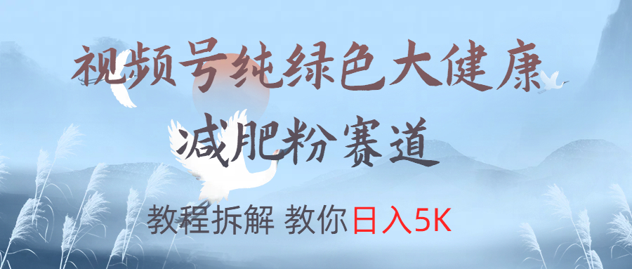 视频号纯绿色大健康粉赛道，教程拆解，教你日入5K-六道网创