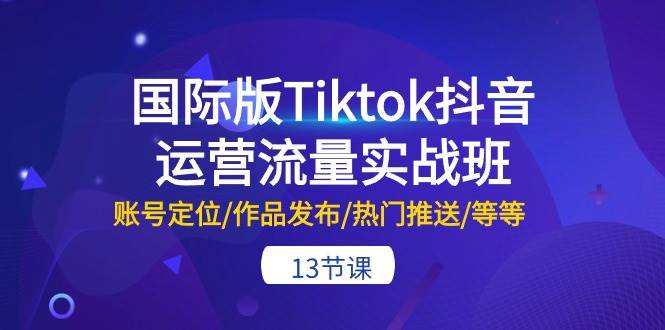 国际版Tiktok抖音运营流量实战班：账号定位/作品发布/热门推送/等等-13节-六道网创