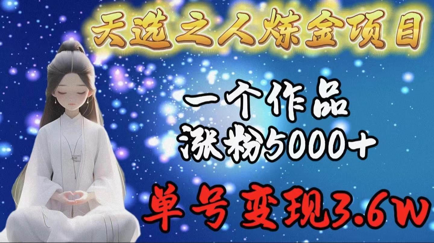 天选之人炼金项目，一个作品涨粉5000+，单号变现3.6w-六道网创