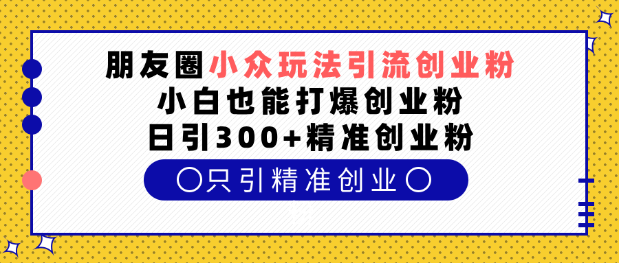 朋友圈小众玩法引流创业粉，小白也能打爆创业粉，日引300+精准创业粉-六道网创