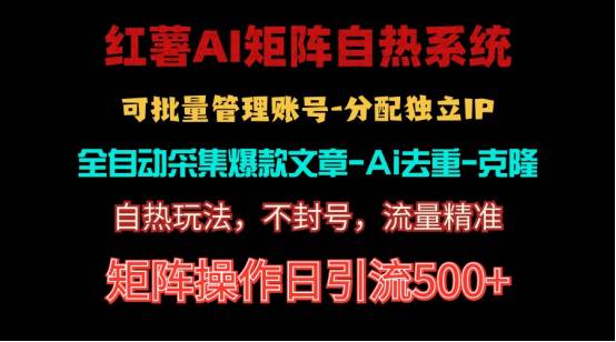 红薯矩阵自热系统，独家不死号引流玩法！矩阵操作日引流500+-六道网创