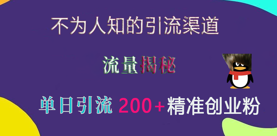 不为人知的引流渠道，流量揭秘，实测单日引流200+精准创业粉-六道网创