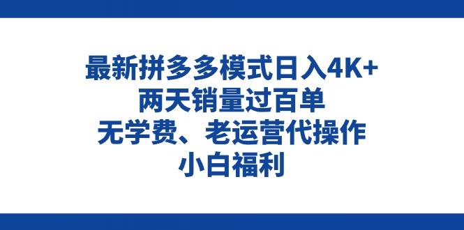 拼多多最新模式日入4K+两天销量过百单，无学费、老运营代操作、小白福利-六道网创