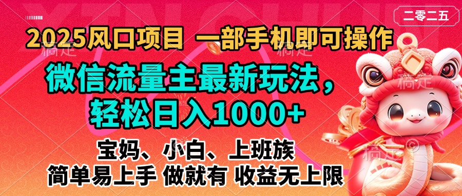 2025蓝海风口项目，微信流量主最新玩法，轻松日入1000+，简单易上手，做就有 收益无上限-六道网创