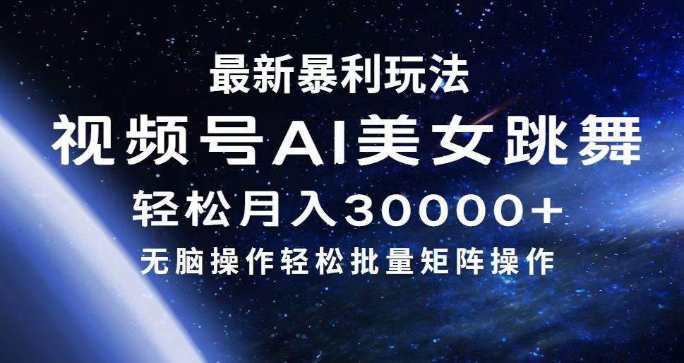 最新暴利玩法视频号AI美女，简单矩阵轻松月入30000+-六道网创