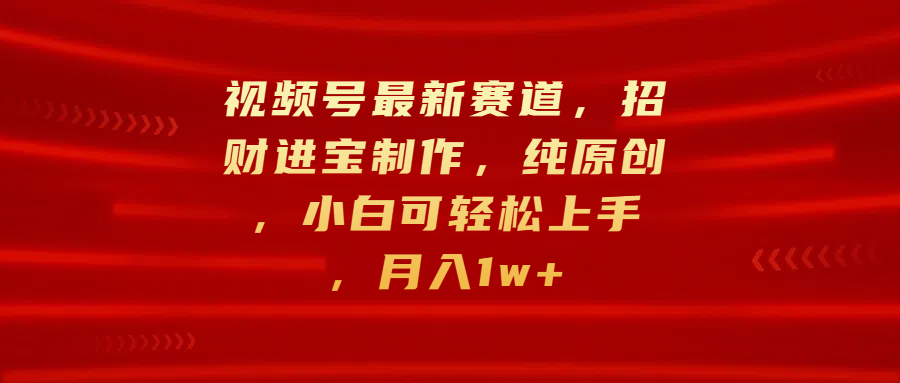 视频号最新赛道，招财进宝制作，纯原创，小白可轻松上手，月入1w+-六道网创