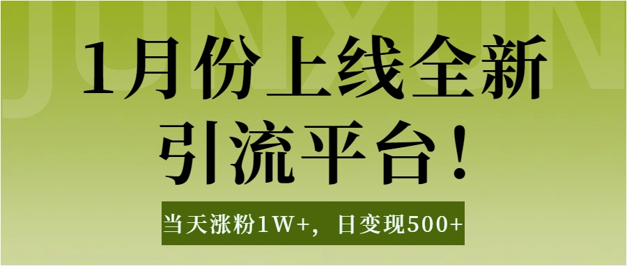 1月上线全新引流平台，当天涨粉1W+，日变现500+工具无脑涨粉，解放双手操作简单-六道网创