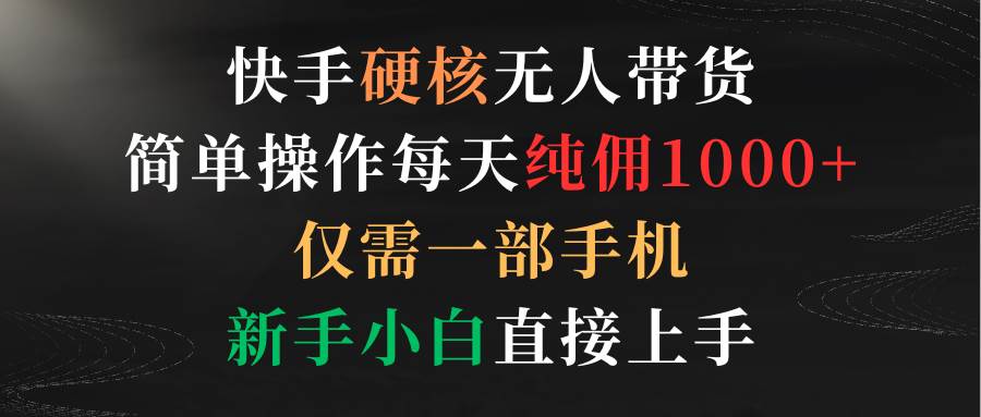 快手硬核无人带货，简单操作每天纯佣1000+,仅需一部手机，新手小白直接上手-六道网创