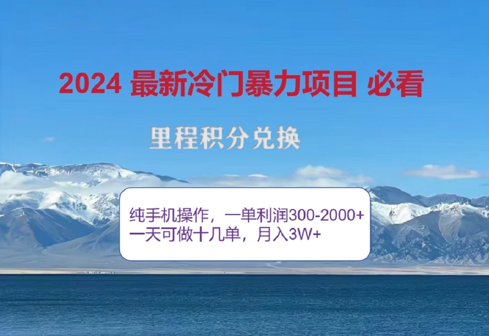 2024惊爆冷门暴利！出行高峰来袭，里程积分，高爆发期，一单300+—2000+，月入过万不是梦！-六道网创