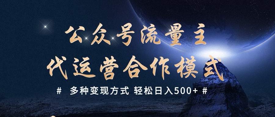 公众号流量主代运营  多种变现方式 轻松日入500+-六道网创