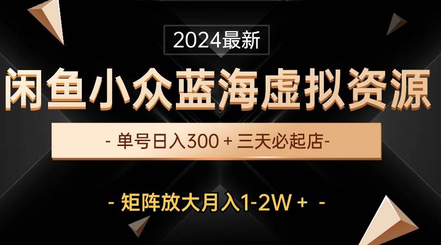 最新闲鱼小众蓝海虚拟资源，单号日入300＋，三天必起店，矩阵放大月入1-2W-六道网创