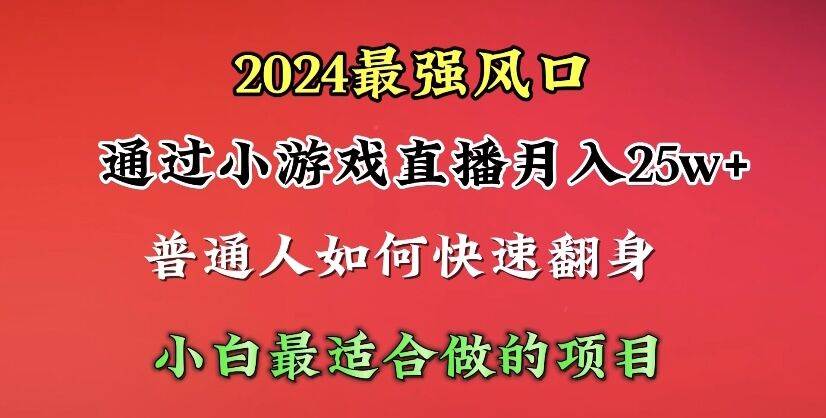 2024年最强风口，通过小游戏直播月入25w+单日收益5000+小白最适合做的项目-六道网创