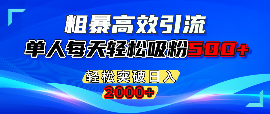 粗暴高效引流,单人每天轻松吸粉500+,轻松突破日入2000+-六道网创