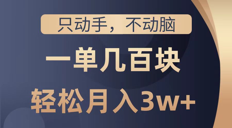 只动手不动脑，一单几百块，轻松月入2w+，看完就能直接操作，详细教程-六道网创