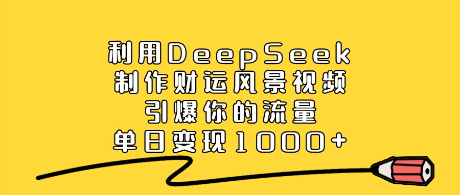 利用DeepSeek制作财运风景视频，引爆你的流量，单日变现1000+-六道网创