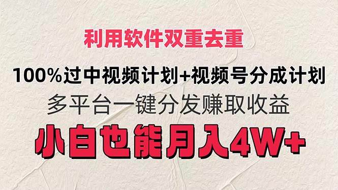 利用软件双重去重，100%过中视频+视频号分成计划小白也可以月入4W+-六道网创