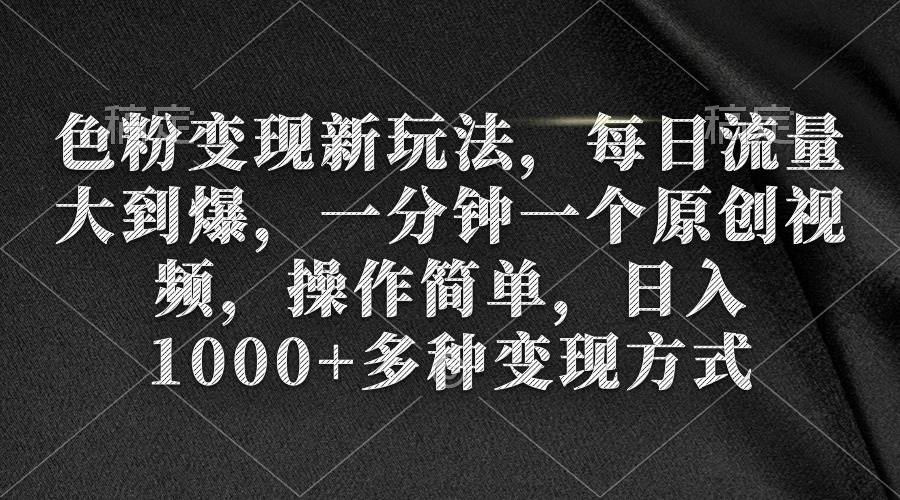 色粉变现新玩法，每日流量大到爆，一分钟一个原创视频，操作简单，日入1000+-六道网创