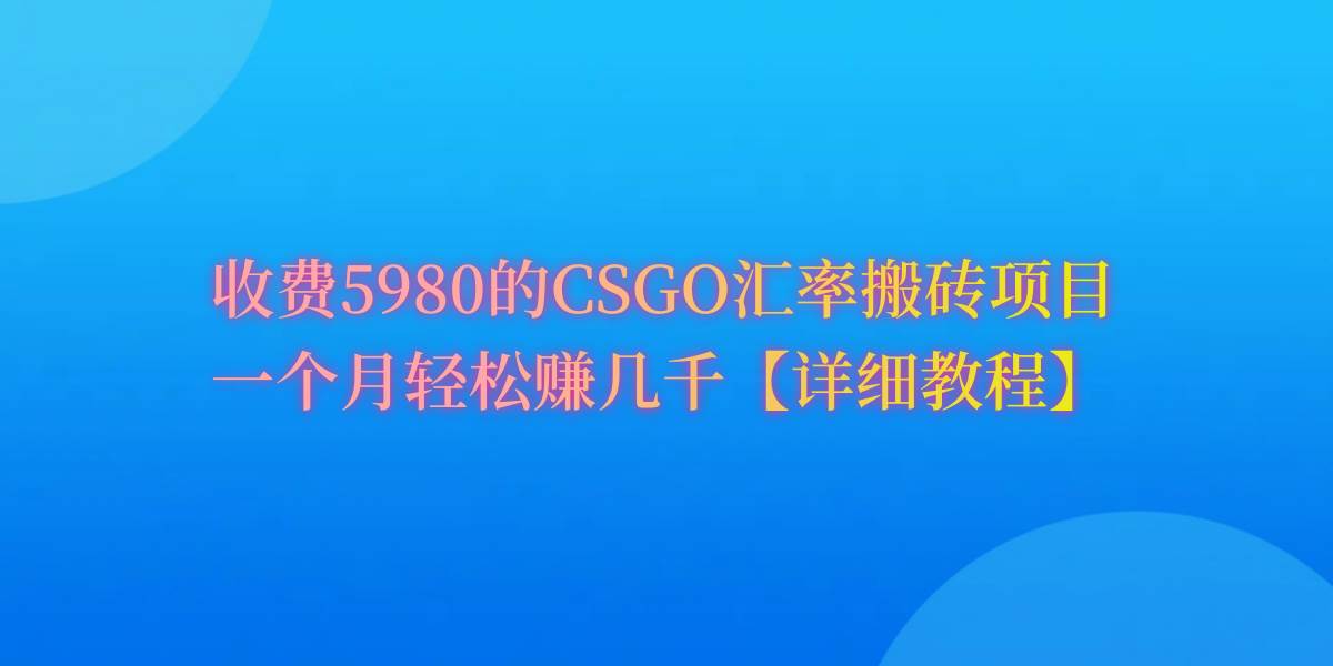 CSGO装备搬砖，月综合收益率高达60%，你也可以！-六道网创