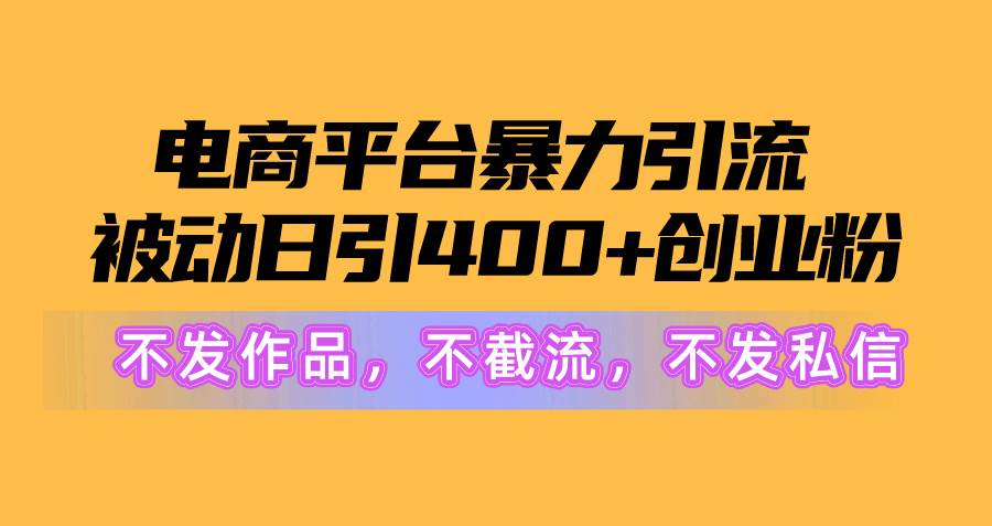 电商平台暴力引流,被动日引400+创业粉不发作品，不截流，不发私信-六道网创