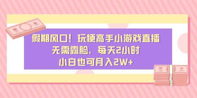 假期风口！玩梗高手小游戏直播，无需露脸，每天2小时，小白也可月入2W+-六道网创