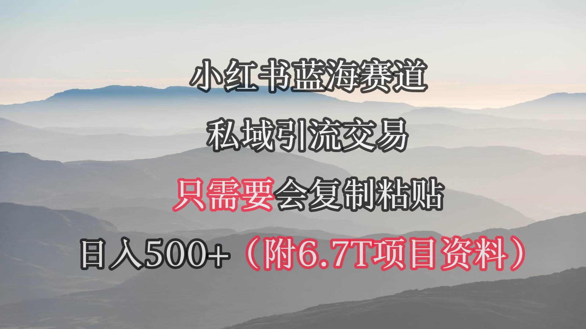 小红书短剧赛道，私域引流交易，会复制粘贴，日入500+（附6.7T短剧资源）-六道网创