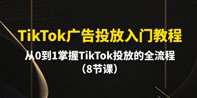 TikTok广告投放入门教程，从0到1掌握TikTok投放的全流程（8节课）-六道网创