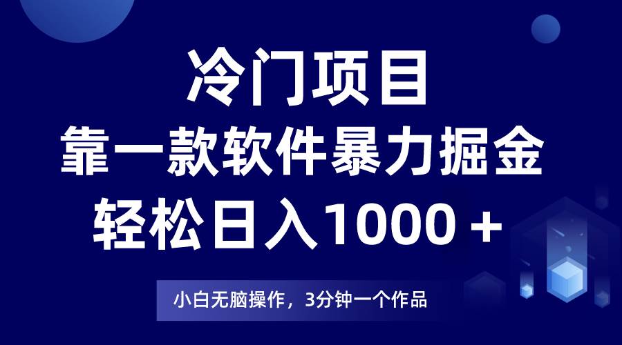 冷门项目，靠一款软件暴力掘金日入1000＋，小白轻松上手第二天见收益-六道网创